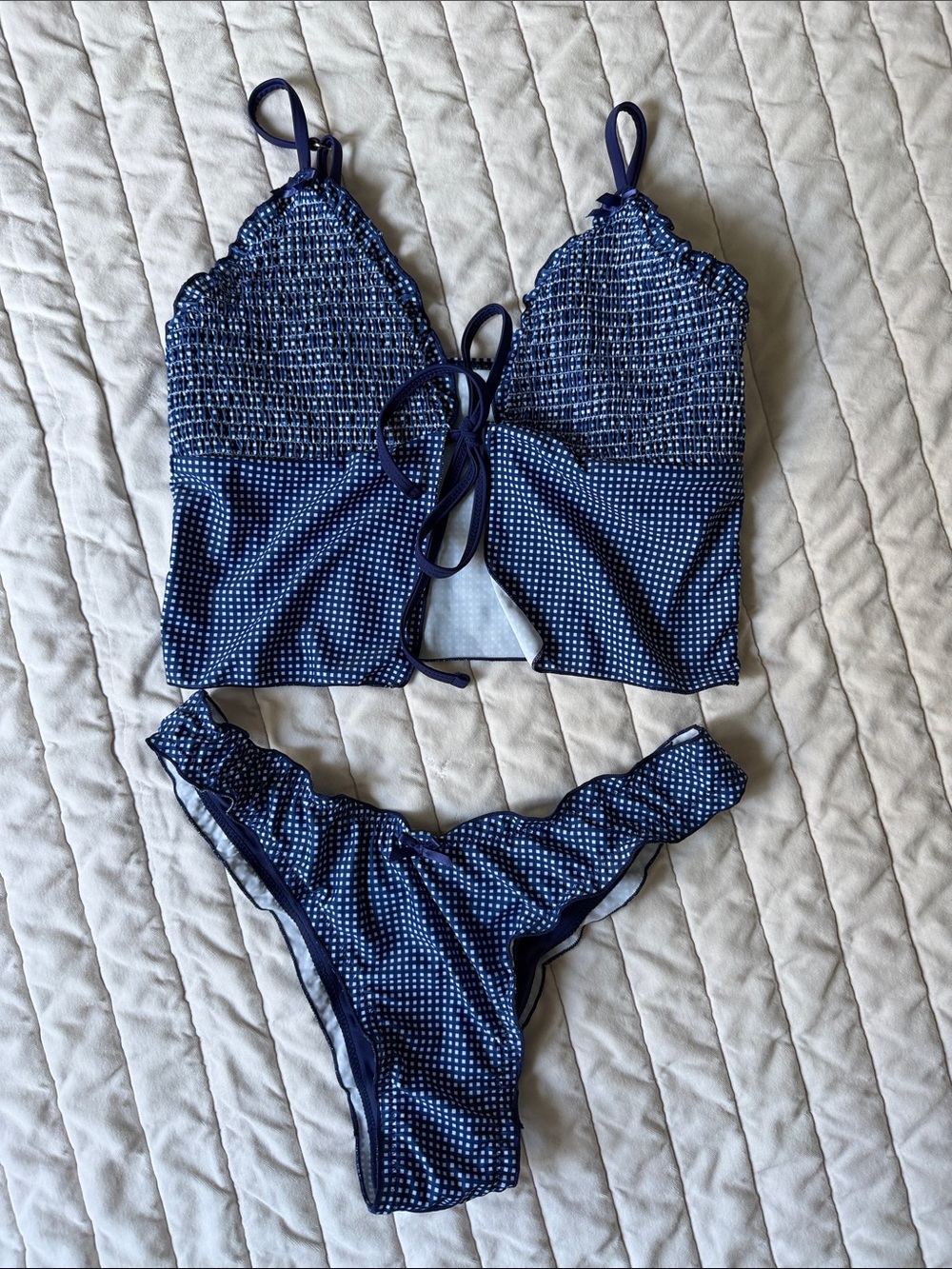 Navy Gingham Tankini (never worn before)
